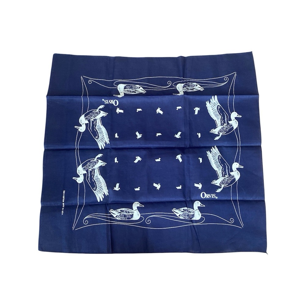 NWOT VTG 1980 Orvis Duck 100% Cotton Bandana Navy Made In USA